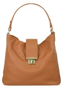 Samantha Look Damen Shopper, braun, Leder, unifarben, Taschen, echt Leder, Made in Italy