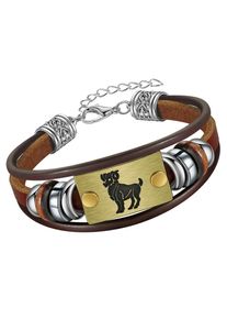 Firetti Armband "Schmuck Geschenk Armschmuck Armkette Edelstein Sternzeichen", Widder, Edelstahl-Messing-Leder, bunt, Edelstahl, Messing, Leder,