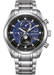 Citizen Herren Funkchronograph "Tsuki-yomi", silber, Armbanduhren, Armbanduhr, Herrenuhr, Solar, Titan, Stoppfunktion, Mondphase