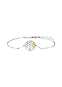 JULIE JULSEN Damen Armband "925 Silber rhodiniert teils vergoldet Liebesbaum Zirkonia", 19cm, Silber 925 (Sterlingsilber), bunt, Silber 925
