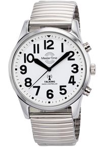 MASTER TIME Herren Funkuhr "Sprechende Funkuhr", silber, Armbanduhren, Armbanduhr, Quarzuhr, Herrenuhr, Lederarmband