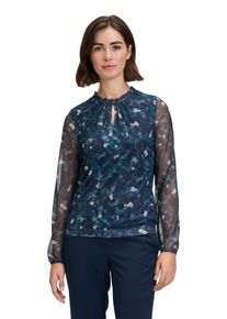 BETTY & CO BETTY & CO Damen Kurzarmshirt "Betty & Co Blusenshirt mit gekräuseltem Ausschnitt", blau, feminin, Gr. L, Obermaterial: 95% Polyester, 5% Elasthan.