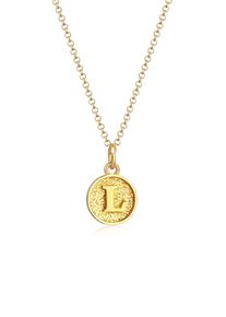 Elli Damen Kette mit Anhänger "Plättchen Vintage Buchstabe L Initialen 925 Sterling Silber", 45, Silber 925 (Sterlingsilber), L: 45cm, gold, Silber