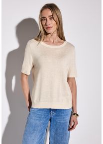 Street One Damen Strickpullover, weiß, casual, Gr. 40, unifarben, Stoff, 60% Viskose, 40% Baumwolle, Pullover, Rundhalsausschnitt