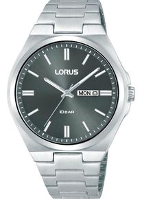 Lorus Damen Quarzuhrsilberfarben, schwarz, Armbanduhren, Armbanduhr, Damenuhr, Herrenuhr, Edelstahlarmband, analog, Datum