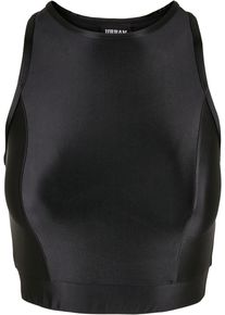 Urban Classics Herren Muskelshirt "Urban Classics Damen Ladies Cropped Shiny Top", schwarz, casual, Gr. XS, unifarben, 82% Polyamid, 18% Elasthan,