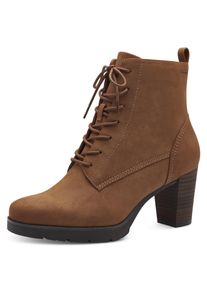 Tamaris Damen Schnürstiefelette, Gr. 40, braun, Velourslederimitat, unifarben, klassisch, Schuhe, Trichterabsatz, Stiefelette, Businessmode in