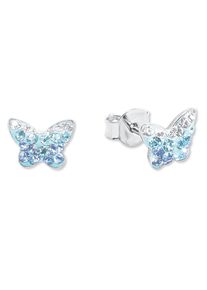 Amor Damen Paar Ohrstecker "Schmetterling, 9540761", Silber 925 (Sterlingsilber), blau, Silber 925 (Sterlingsilber), Ohrringe, mit Preciosa Crystal