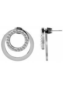 Adelia´s ADELIA ́S Damen Paar Ohrhänger "Neuheit 2025 - Damen Ohrstecker aus Edelstahl und Strass Ø 10 mm", Damen, Edelstahl, weiß, Edelstahl, Ohrringe