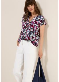 Cecil Damen Kurzarmbluse, weiß, casual, Gr. M, bedruckt, Web, Obermaterial: 100% Viskose, Blusen, mit All-Over Print