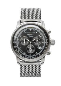 Zeppelin Herren Chronograph "100 Jahre", silber, Armbanduhren, Quarzuhr, Armbanduhr, Herrenuhr, Made in Germany, Lederarmband