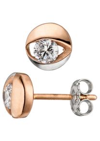 Jobo Damen Paar Ohrstecker, Roségold 333, rosa, Rosu00e9gold 333, Ohrringe, 333 Roségold bicolor mit Zirkonia