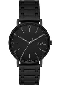 Skagen Damen Quarzuhr "SIGNATUR", grau, Armbanduhren, Armbanduhr, Herrenuhr, Damenuhr, Leuchtzeiger, Lederarmband