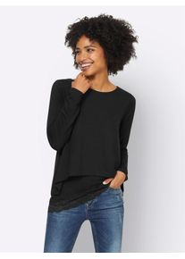 Heine Damen 2-in-1-Langarmshirt "Shirt 2 in 1", schwarz, Gr. 34, unifarben, 95% Viskose, 5% Elasthan, Shirts
