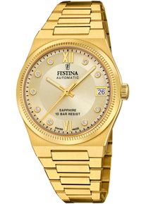 Festina Damen Automatikuhr "Rivé Collection", gold, Armbanduhren, Armbanduhr, Damenuhr, Swiss Made, mechanische Uhr, Edelstahlarmband