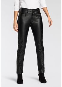 Mauritius Damen Lederhose, schwarz, modisch, Gr. L, unifarben, Obermaterial: 100% Schafsleder. Futter: 100% Polyester, Hosen
