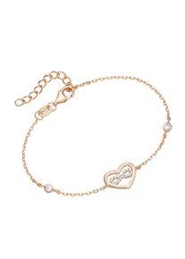 Smart Jewel Damen Armband "Herz mit Infinity - Zeichen, Zirkonia Steine, Silber 925", 19cm, Silber 925 (Sterlingsilber), rosa, Silber 925
