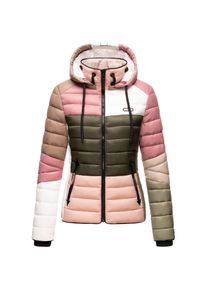 Navahoo Damen Steppjacke leichte Übergangsjacke mit Kapuze im Colourblocking Stil Lulana Multikulti