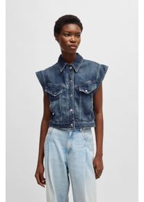 BOSS Orange Damen Jeansjacke "DENIM VEST 1.0 Premium Damenmode"light, pastel blau 452, casual, Gr. XS, unifarben, Denim/Jeans, Obermaterial: 90%