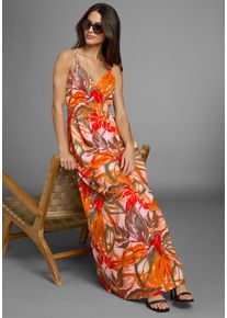 Laura Scott Damen Sommerkleidrot, tropisch, feminin, Gr. 40, geblümt, Single Jersey, Obermaterial: 95% Viskose, 5% Elasthan, Kleider, mit tropischem