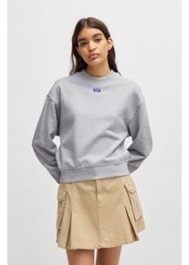 HUGO BLUE Damen Sweatshirt "Delessa"open grau 064, casual, Gr. XL, unifarben, Sweatware, Obermaterial: 100% Baumwolle, Sweatshirts, mit Logoaufnäher