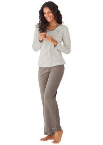 H.I.S. H.I.S Pyjama mehrfarbig Gr. 32/34 für Damen. V-Ausschnitt und Zierschleife. Basic. Nachhaltig.