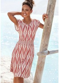Lascana Jerseykleid mehrfarbig Gr. 34 für Damen. Rundhals und Allover-Druck. Figurumspielend. Nachhaltig.