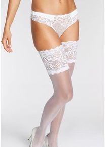 Lascana Halterlose Feinstrümpfe weiß Gr. 32/34 für Damen. Mit Spitze