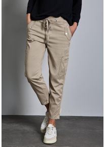 Street One Damen Stoffhosebuff grau, casual, Gr. 42, unifarben, Stoff, 60% Lyocell, 37% Baumwolle, 3% Elasthan, Hosen, im Loose Fit