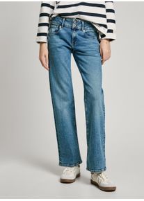 Pepe Jeans Damen Gerade Jeans "STRAIGHT JEANS LW"medium used stone wash, casual, Gr. 32, Denim/Jeans, Obermaterial: 99% Baumwolle, 1% Elasthan,