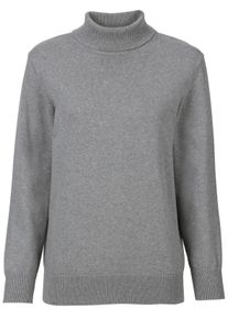 sheego Gro&szlig;e Gr&ouml;&szlig;en Rollkragenpullover aus reiner Baumwolle, grau-meliert, Gr&ouml;&szlig;e 48 - Damen