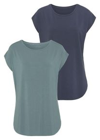 Lascana Longshirt 'mit stark gerundetem Saum' mehrfarbig Gr. 32/34 für Damen. Mit Rundhals. Bequem. Nachhaltig.