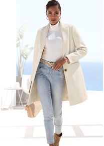 Lascana Kurzmantel beige Gr. 34 für Damen. Figurumspielend