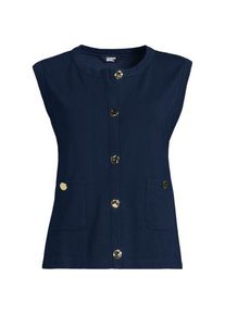 LANDS' END Feinstrick-Top mit Metallkn&ouml;pfen, Damen,  Blau, Polyester/Viskose/Polyester-Mischung, by Lands' End