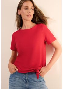 Cecil Damen T-Shirtglazed apple rot, casual, Gr. L, unifarben, Strukturmuster, Jersey, Obermaterial: 66% Viskose, 31% Polyester, 3% Elasthan, Shirts,