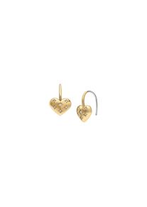 Fossil Damen Paar Ohrhaken "Schmuck Geschenk Edelstahl SADIE Herz, JF04833710", Edelstahlgelbgoldfarben, edelstahlfarben, kristallweiß, kristallweiß,