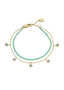 Fossil Damen Armband "Schmuck SUTTON Evil Eye Böser Blick magisches Auge, JA7284710", Metall-Polyestergelbgoldfarben, grün, blau, schwarz, grün,