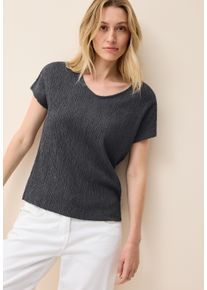 Cecil Damen T-Shirtvolcanic grau, casual, Gr. XL, unifarben, Jersey, Obermaterial: 64% Polyester, 34% Viskose, 2% Elasthan, Shirts, in gesmokter