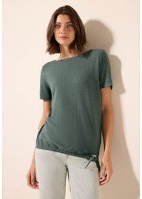Cecil Damen T-Shirtbalmy khaki, casual, Gr. XL, unifarben, Strukturmuster, Jersey, Obermaterial: 66% Viskose, 31% Polyester, 3% Elasthan, Shirts, mit