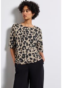 Street One Damen T-Shirt "NEW CRISTA"coastal beige, casual, Gr. 36, animal-print, Jersey, Obermaterial: 95% Viskose, 5% Elasthan, Shirts, im Leo-Look