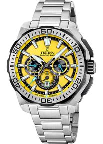 Festina Herren Chronograph "Chrono Bike 2025"silberfarben, gelb, Armbanduhren, Quarzuhr, Armbanduhr, Herrenuhr, Edelstahlarmband, analog, Tag