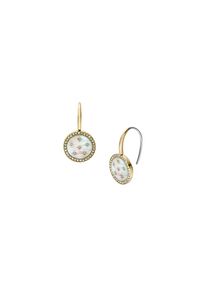 Fossil Damen Paar Ohrhaken "Schmuck Geschenk Edelstahl JEWELRY, JF04867710", Edelstahlgelbgoldfarben, edelstahlfarben, kristallweiß, perlmuttfarben,
