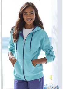 Kangaroos Sweatjacke grün Gr. 32/34 für Damen. Mit Logodruck, Logoschriftzug, Kontrastbesatz. Bequem. Nachhaltig.
