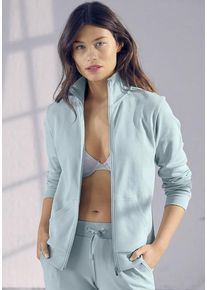 BENCH. LOUNGEWEAR Sweatjacke grün Gr. 32/34 für Damen. Mit Logostickerei, Logoschriftzug. Basic. Nachhaltig.