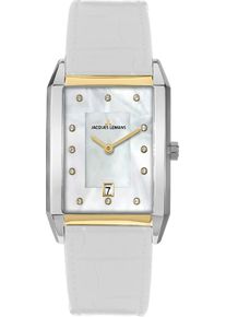Jacques Lemans Damen Quarzuhr "Torino"weiß, Armbanduhren, Armbanduhr,Damenuhr,Lederarmband,Perlmutt,Tag,Glaskristalle,bicolor