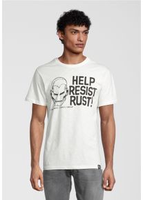 Recovered Herren T-Shirt "Marvel Help Resist Rust Ecru", beige, casual, Gr. XL, bedruckt, 100% Baumwolle, Shirts, mit angesagtem Iron Man-Print