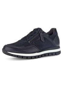 Gabor Damen Keilsneaker "Turin", Gr. 37, blau, Ziegenveloursleder, Glattleder, sportlich, Schuhe, Freizeitschuh, Halbschuh, Schnürer mit Komfortweite