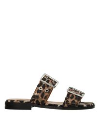 Ganni Sandalen - Feminine Buckle Two Strap Sandal Denim Print - Gr. 36 (EU) - in Braun - f&uuml;r Damen