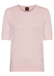 BOSS Orange Damen Kurzarmpullover "Fiaffusa Premium Damenmode"open lila 562, casual, Gr. XL, unifarben, Ajourstrickmuster, Feinstrick, Obermaterial: