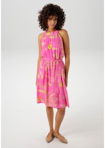Aniston CASUAL Damen Sommerkleidpink, gelb, hellgelb, apfelgrün, grün, feminin, Gr. 44, bedruckt, geblümt, Web, Obermaterial: 100% Viskose, Kleider,